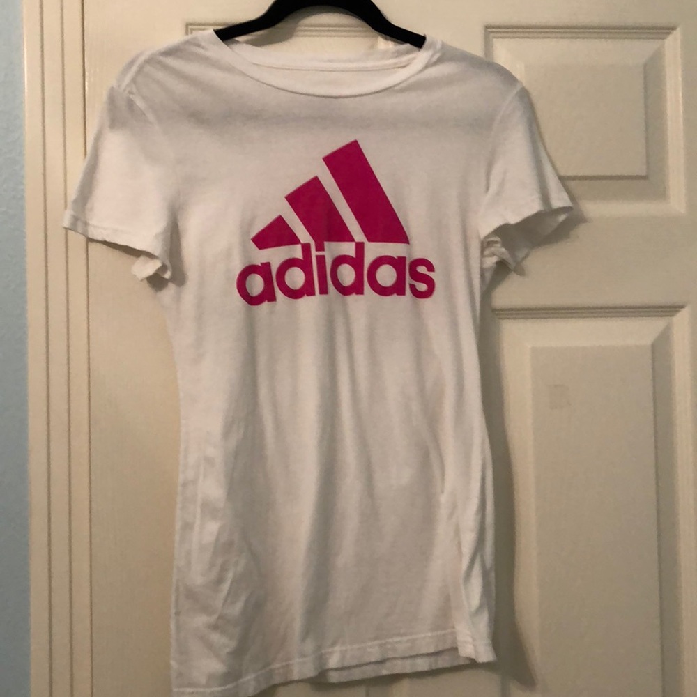 Pink and White Adidas T-Shirt